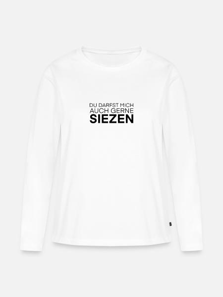 Du darfst mich auch gerne siezen - Frauen Premium Bio Langarmshirt - Weiß