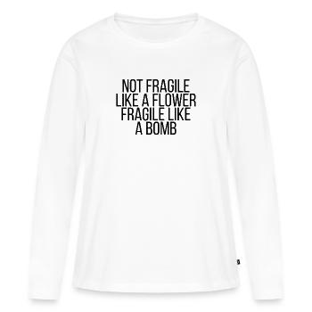 Pas fragile comme une fleur fragile comme une bombe - T-shirt manches longues Premium bio Femme - blanc - Devant - Julia (174cm)