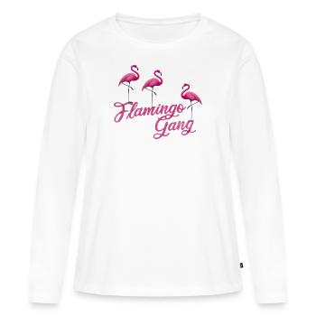 Flamingo Gang - T-shirt manches longues Premium bio Femme - blanc - Devant - Julia (174cm)