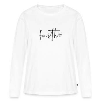 Foi - T-shirt manches longues Premium bio Femme - blanc - Devant - Julia (174cm)