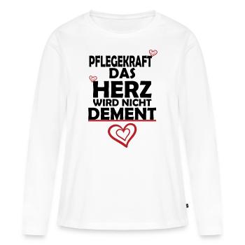 Pflegekraft Das Herz wird nicht Dement! - Frauen Premium Bio Langarmshirt - Weiß - Vorne - Julia (174cm)