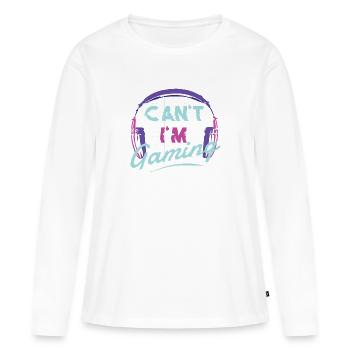Ich kann nicht, muss zocken - Gamer - Headset - Frauen Premium Bio Langarmshirt - Weiß - Vorne - Julia (174cm)
