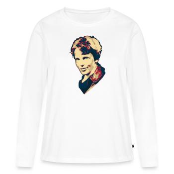 Amelia Earhart - Frauen Premium Bio Langarmshirt - Weiß - Vorne - Julia (174cm)