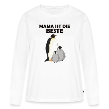 Pinguin Mama ist die Beste Muttertag - Frauen Premium Bio Langarmshirt - Weiß - Vorne - Julia (174cm)