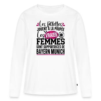 Bayern Munich Supportrice Football Cadeau Femme - T-shirt manches longues Premium bio Femme - blanc - Devant - Julia (174cm)