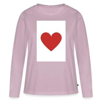 Joli design coeur rouge - T-shirt manches longues Premium bio Femme - rose poudré - Devant - Julia (174cm)