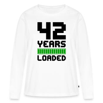 42 ans chargés 42e anniversaire - T-shirt manches longues Premium bio Femme - blanc - Devant - Julia (174cm)
