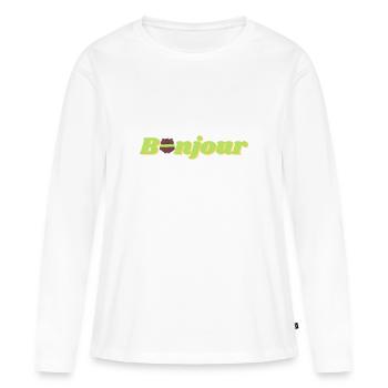 Bonjour Macaron Ours - T-shirt manches longues Premium bio Femme - blanc - Devant - Julia (174cm)