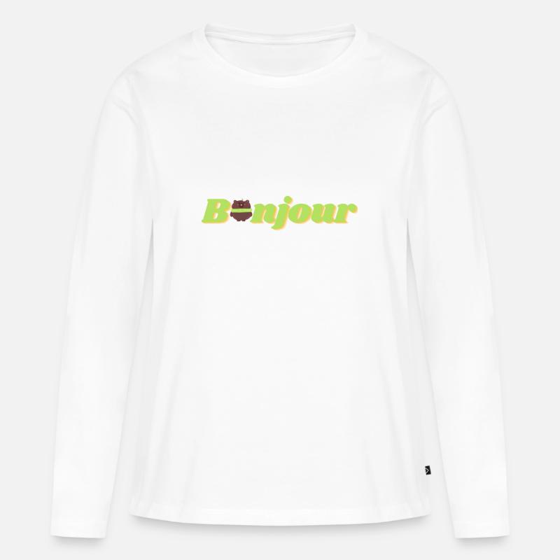 Bonjour Macaron Bear - Women's Premium Organic Long Sleeve Shirt - white