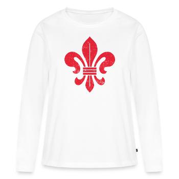 Lys (Fleur-de-Lis) / Fleur de lys HÉRALDIQUE - T-shirt manches longues Premium bio Femme - blanc - Devant - Julia (174cm)