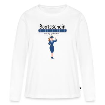 Bootsführerschein Bootsschein Kapitänin Bestanden - Frauen Premium Bio Langarmshirt - Weiß - Vorne - Julia (174cm)