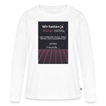 Kinder der 80er - Frauen Premium Bio Langarmshirt - Weiß - Vorne - Julia (174cm)