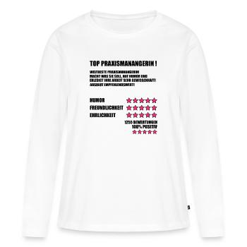 Praxismangerin Abschied um Danke Sagen - Frauen Premium Bio Langarmshirt - Weiß - Vorne - Julia (174cm)