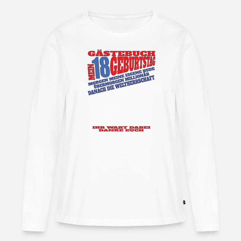 18. Geburtstag Mädchen & Junge Gästebuch - Frauen Premium Bio Langarmshirt - Weiß