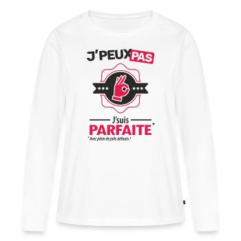 J'peux pas, j'suis parfaite (version femme) - T-shirt manches longues Premium bio Femme - blanc - Devant - Julia (174cm)