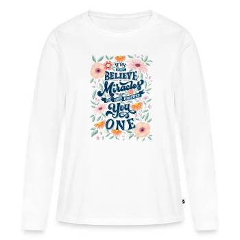 Du bist ein Wunder - Frauen Premium Bio Langarmshirt - Weiß - Vorne - Julia (174cm)