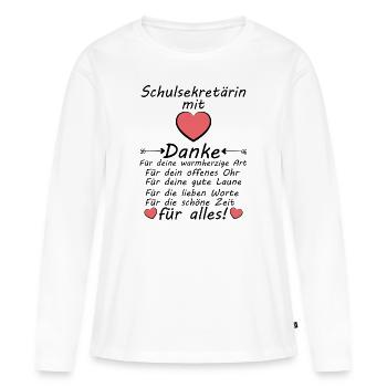 schulsekretärin Schul Sekretärin Danke Abschied - Frauen Premium Bio Langarmshirt - Weiß - Vorne - Julia (174cm)