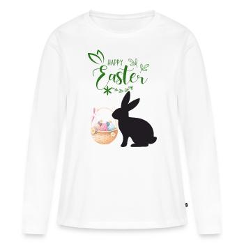 T-shirt Happy Easter - T-shirt manches longues Premium bio Femme - blanc - Devant - Julia (174cm)