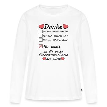 Elternsprecherin Dankeschön Sagen zum Abschied - Frauen Premium Bio Langarmshirt - Weiß - Vorne - Julia (174cm)