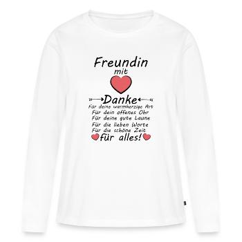 Beste Freundin zieht weit weg wohnt Danke sagen - Frauen Premium Bio Langarmshirt - Weiß - Vorne - Julia (174cm)