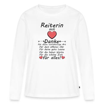 Danke Dankeschön an Reiterin zum Abschied - Frauen Premium Bio Langarmshirt - Weiß - Vorne - Julia (174cm)