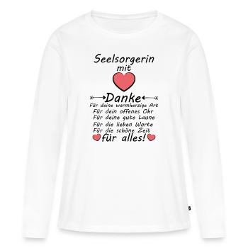 Seelsorgerin Telefon Seelsorge Danke Dankeschön - Frauen Premium Bio Langarmshirt - Weiß - Vorne - Julia (174cm)