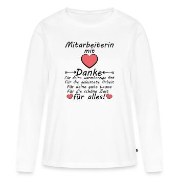 Danke Sagen an Mitarbeiterin zum Abschied Rente - Frauen Premium Bio Langarmshirt - Weiß - Vorne - Julia (174cm)