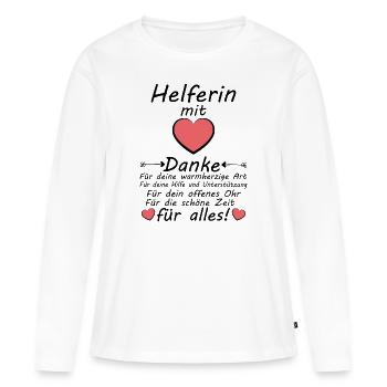 Danke für deine helfende Hand Helferin mit Herz - Frauen Premium Bio Langarmshirt - Weiß - Vorne - Julia (174cm)