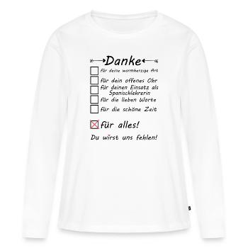 Spanischlehrerin Danke für alles zum Abschied - Frauen Premium Bio Langarmshirt - Weiß - Vorne - Julia (174cm)
