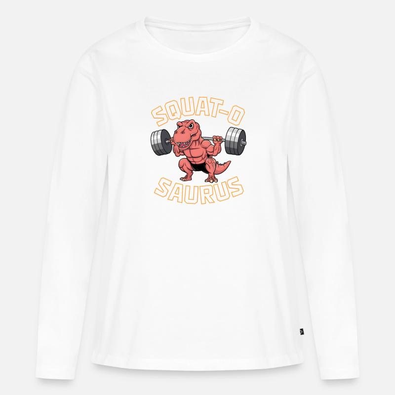 Squat-O Saurus - Frauen Premium Bio Langarmshirt - Weiß