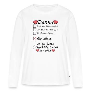 Beste Schichtleiterin Danke Sagen zum Abschied - Frauen Premium Bio Langarmshirt - Weiß - Vorne - Julia (174cm)