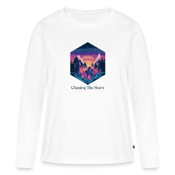 À la poursuite des étoiles - T-shirt manches longues Premium bio Femme - blanc - Devant - Julia (174cm)