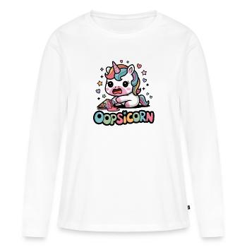 Oopsicorn - T-shirt manches longues Premium bio Femme - blanc - Devant - Julia (174cm)