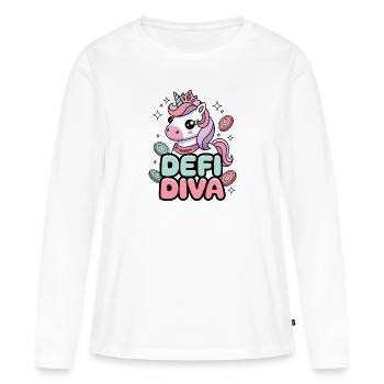 Defi Diva - Frauen Premium Bio Langarmshirt - Weiß - Vorne - Julia (174cm)