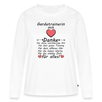 Danke an Gardetrainerin Garde Trainerin Abschied - Frauen Premium Bio Langarmshirt - Weiß - Vorne - Julia (174cm)