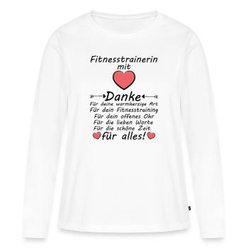 Danke an Fitnesstrainerin Abschiedsgeschenk - Frauen Premium Bio Langarmshirt - Weiß - Vorne - Julia (174cm)