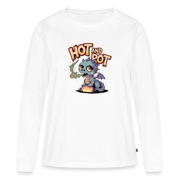Chaud et pourri - T-shirt manches longues Premium bio Femme - blanc - Devant - Julia (174cm)