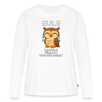 hibou allemand mèmes temps de travail fraude - T-shirt manches longues Premium bio Femme - blanc - Devant - Julia (174cm)