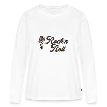 Rock n Roll Vintage Retro Mikrofon Elvis Musik - Frauen Premium Bio Langarmshirt - Weiß - Vorne - Julia (174cm)