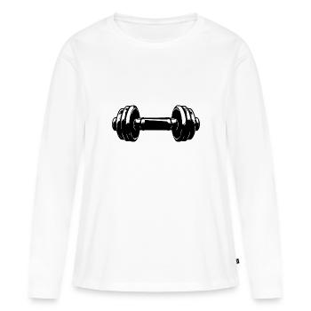 Dumbbell Gym Symbol Workout - T-shirt manches longues Premium bio Femme - blanc - Devant - Julia (174cm)