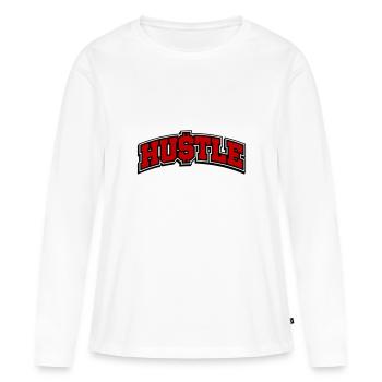 Hustle Dire Hustlin - T-shirt manches longues Premium bio Femme - blanc - Devant - Julia (174cm)