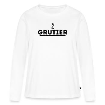 Grutier. t shirt grutier grue - T-shirt manches longues Premium bio Femme - blanc - Devant - Julia (174cm)