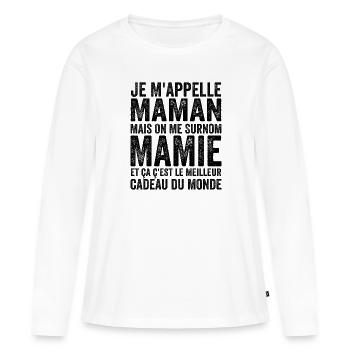 Je M'appelle Maman Mais On Me Surnom Mamie Drôles - T-shirt manches longues Premium bio Femme - blanc - Devant - Julia (174cm)