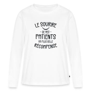 Le Sourire De Mes Patients, Ma Belle Récompense - T-shirt manches longues Premium bio Femme - blanc - Devant - Julia (174cm)