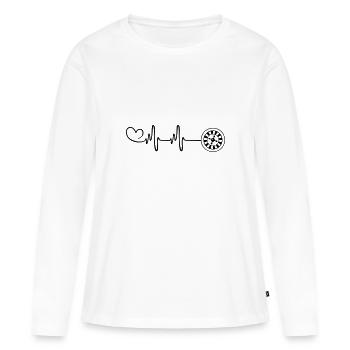 Roulette Pulse Heart - T-shirt manches longues Premium bio Femme - blanc - Devant - Julia (174cm)