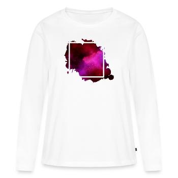 carré carré violet violet - T-shirt manches longues Premium bio Femme - blanc - Devant - Julia (174cm)