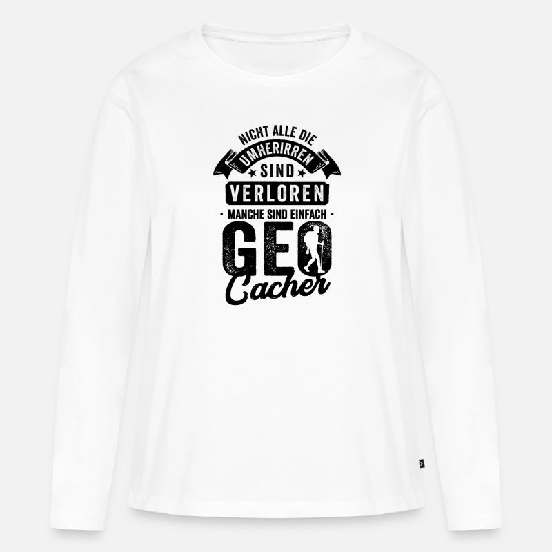 Geocaching Geschenk - Frauen Premium Bio Langarmshirt - Weiß