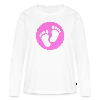 Bébé pieds pieds rose rose - T-shirt manches longues Premium bio Femme - blanc - Devant - Julia (174cm)