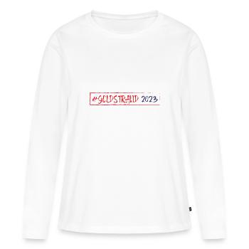 Goldstrand 2023 - Frauen Premium Bio Langarmshirt - Weiß - Vorne - Julia (174cm)