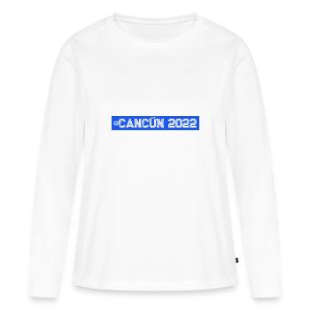 Cancun 2022 - T-shirt manches longues Premium bio Femme - blanc - Devant - Julia (174cm)
